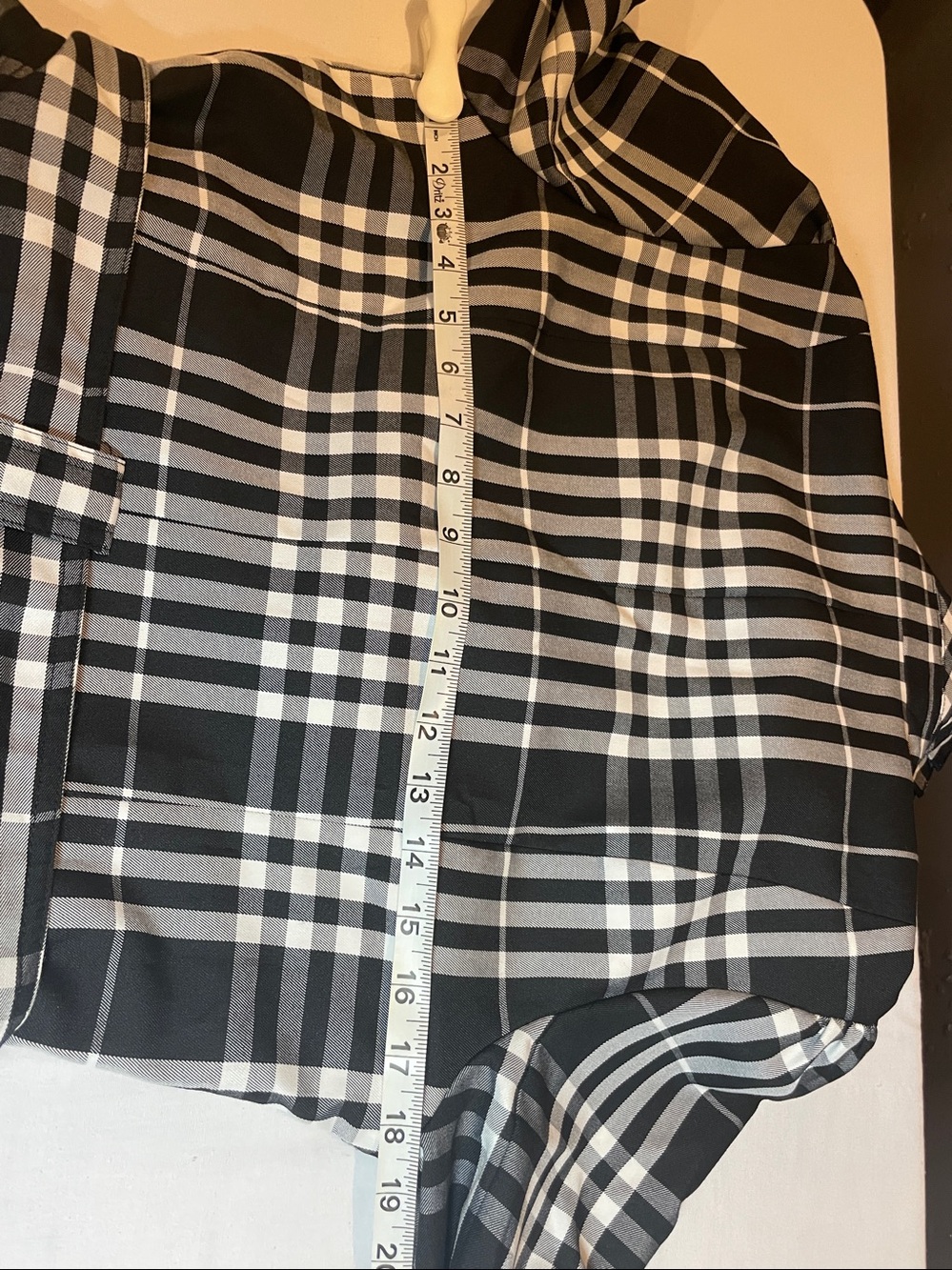 Black & White Plaid Trench Coat with Belt - Picture 11 of 12